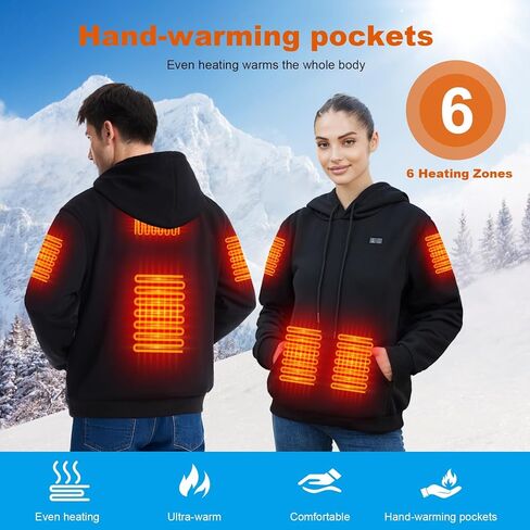 Heated Hoodie for Men Women with Fleece Lining Fsat Charge 20000mAh Battery Zip Heated Sweatshirt Electric Hoodie in Kuwait