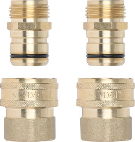 STYDDI 3/4-inch Full Flow Super Heavy Duty Hose Quick Connect Fittings, Lead-free Brass Full Port Garden Hose Quick Connector Coupler, 3/4" GHT High-Volume Hose Quick Release Adapter Set in Kuwait