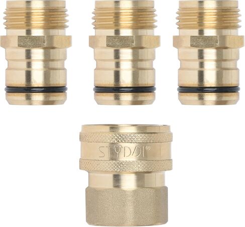 STYDDI 3/4-inch Full Flow Super Heavy Duty Hose Quick Connect Fittings, Lead-free Brass Full Port Garden Hose Quick Connector Coupler, 3/4" GHT High-Volume Hose Quick Release Adapter Set in Kuwait