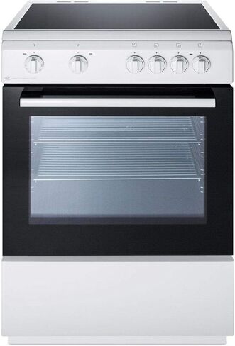 Summit CLRE24WH 24"" Electric Slide-in Range with Smooth Ceramic Glass Top Storage Drawer Waist-High Broiler 4 Cooking Zones and Interior Light in White in Saudi Arabia