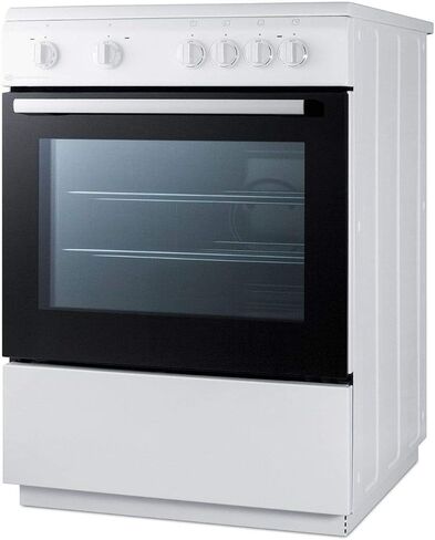 Summit CLRE24WH 24"" Electric Slide-in Range with Smooth Ceramic Glass Top Storage Drawer Waist-High Broiler 4 Cooking Zones and Interior Light in White in Saudi Arabia