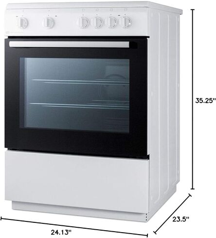 Summit CLRE24WH 24"" Electric Slide-in Range with Smooth Ceramic Glass Top Storage Drawer Waist-High Broiler 4 Cooking Zones and Interior Light in White in Saudi Arabia