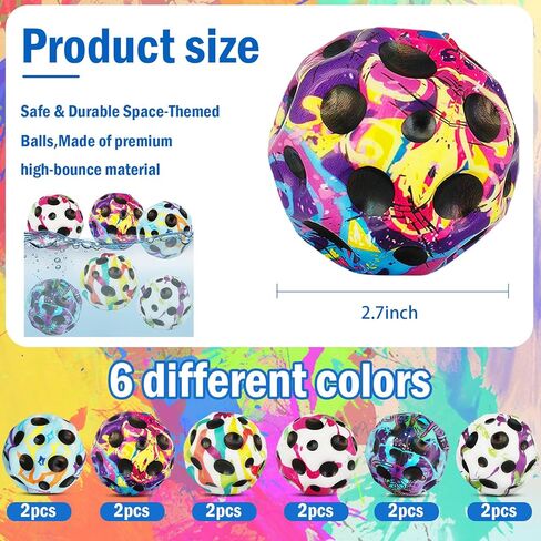 12 PCS Large Bouncy Ball, Colorful Big Super Bounce Toy,Extreme High Bouncing Balls for Kids,Fun Kids Lightweight Foam Jump Sensory Ball for Outside (HHLFCL) in Kuwait