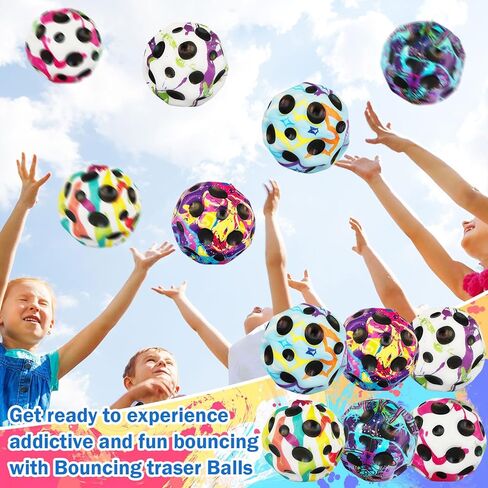12 PCS Large Bouncy Ball, Colorful Big Super Bounce Toy,Extreme High Bouncing Balls for Kids,Fun Kids Lightweight Foam Jump Sensory Ball for Outside (HHLFCL) in Kuwait
