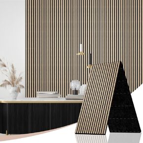 Acoustic Wood Slat Wall Panels, 47.2" X 23.6" X 0.7" 15.5ft² Sound Absorbing Acoustic Panels for Walls –Wall Panels for Stylish Interiors (4# Walnut, 2pack -47.2x23.6in) in Saudi Arabia