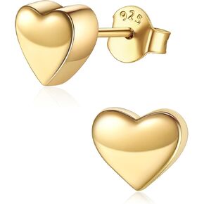 ChicSilver Heart Stud Earrings for Women 925 Sterling Silver Heart Earrings for Women Hypoallergenic Tiny Stud Earrings 5MM/10MM in Kuwait
