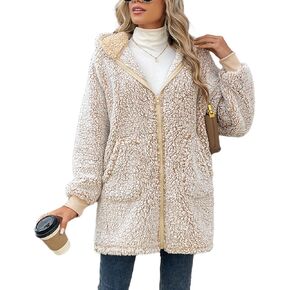 Zip Up Hoodie for Women Trendy Fleece Fall Winter Coats Sherpa Casual Jacket in Saudi Arabia