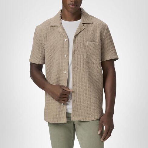 PAIGE Men's Agoura Short Sleeve Waffle Button Up Shirt in Saudi Arabia