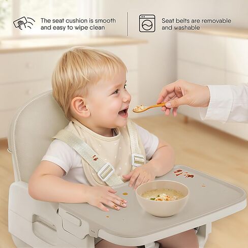 3-in-1 Portable Baby High Chair for Babies and Toddlers, Convertible Easy Clean Infant Foldable Highchair with Adjustable Legs & Dishwasher Safe Tray, Grey in Saudi Arabia