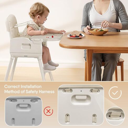 3-in-1 Portable Baby High Chair for Babies and Toddlers, Convertible Easy Clean Infant Foldable Highchair with Adjustable Legs & Dishwasher Safe Tray, Grey in Saudi Arabia