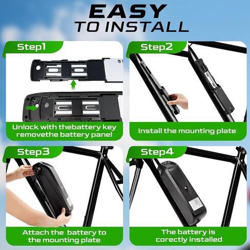 Ebike Battery,Scooter Lithium Battery Pack for 200W-2000W Electric Bike and Other Motor, Safe Lock, Led Indicator Light, with Base and Charger (48V20Ah(with Charger)) in Saudi Arabia