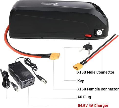 Ebike Battery,Scooter Lithium Battery Pack for 200W-2000W Electric Bike and Other Motor, Safe Lock, Led Indicator Light, with Base and Charger (48V20Ah(with Charger)) in Saudi Arabia