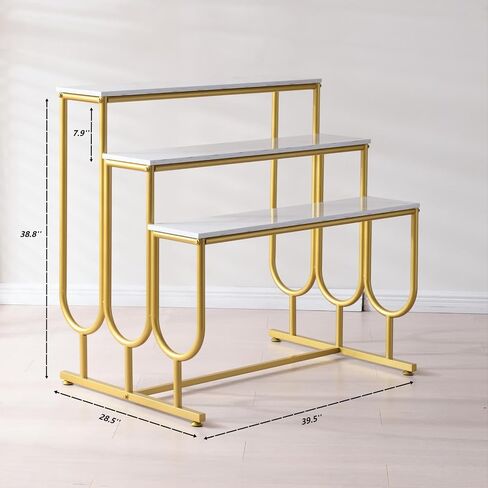Heavy Duty Display Riser Stand, Tiered Shoes Bags Dolls, Display Table, Imitation marble Grain Planks Display Shelf(2 Tier) in Saudi Arabia