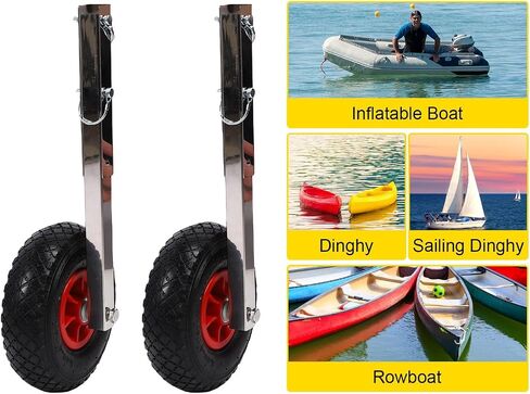 Haofy 10 Inch Inflatable Boat Launching Wheels Transom Launching Dolly Wheels Kit for Dinghy Canoe Sailboat with Pins Stainless Steel Brackets 600 LBS Capacity in Saudi Arabia