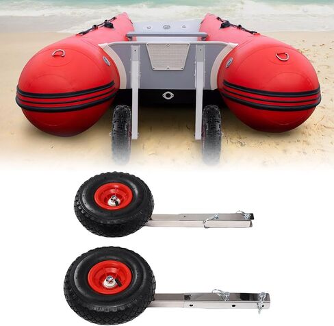 Haofy 10 Inch Inflatable Boat Launching Wheels Transom Launching Dolly Wheels Kit for Dinghy Canoe Sailboat with Pins Stainless Steel Brackets 600 LBS Capacity in Saudi Arabia