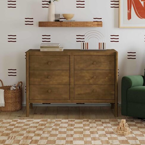 Davinci Birdie 6-Drawer Dresser with 9+ inch Drawer Extension in Walnut, GREENGUARD Gold Certified | TSCA-Compliant, GREENGUARD Gold Nursery Dresser w/ Spacious Drawers - Double Dresser for Kids w/ 9+ Inch Drawer Extension in Saudi Arabia