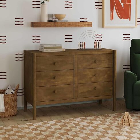Davinci Birdie 6-Drawer Dresser with 9+ inch Drawer Extension in Walnut, GREENGUARD Gold Certified | TSCA-Compliant, GREENGUARD Gold Nursery Dresser w/ Spacious Drawers - Double Dresser for Kids w/ 9+ Inch Drawer Extension in Saudi Arabia