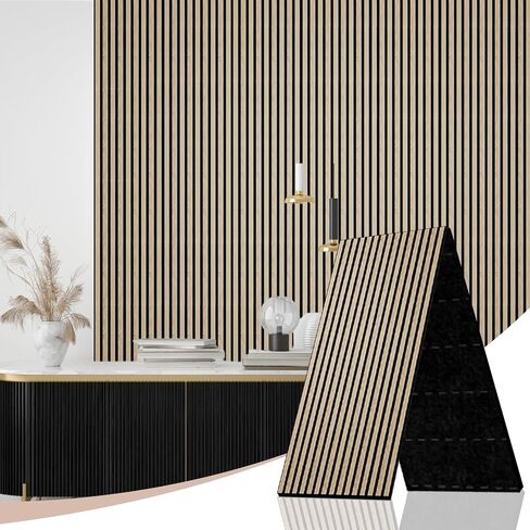 Acoustic Wood Slat Wall Panels, 47.2" X 23.6" X 0.7" 15.5ft² Sound Absorbing Acoustic Panels for Walls –Wall Panels for Stylish Interiors (4# Walnut, 2pack -47.2x23.6in) in Saudi Arabia