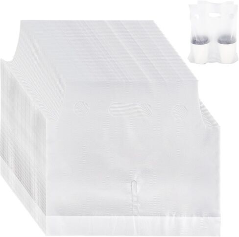 Whaline 1000 Count Handle Drinking Bags 2 Cups Handle Drink Carriers Clear Plastic Packaging Poly Bags for Delivery Take Out Cup Holder Beverage Coffee Juice Mike Tea Stores, 11 x 12.2 Inch in Kuwait