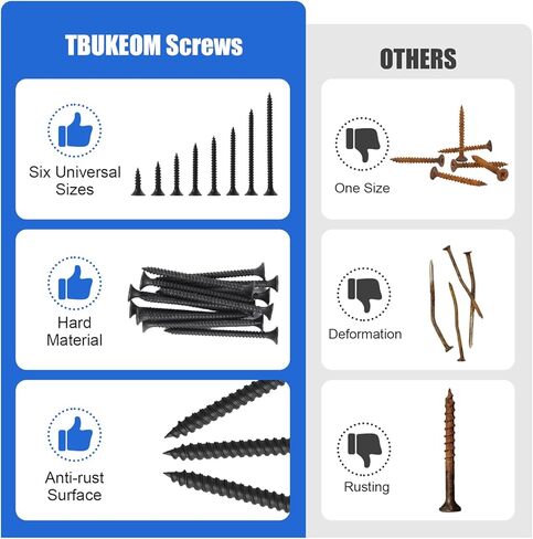 Wood Screws 166 PCS, #8 x 5/8“ High Hardness Phillips Drive Screws, Coarse Thread, Black Flat Head Wood Screws, Carbon Steel, Self-Tapping Screws for Wood in Saudi Arabia