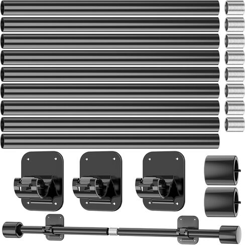 Adhesive Curtain Rods Windows No Drilling 16 to 48 to 1in - With 2PCS No Drill Curtain Rod Brackets - Dorm Apartment Friendly Decorative No Screw Rv Curtains Holder Kitchen Bedroom Bathroom Blinds in Kuwait