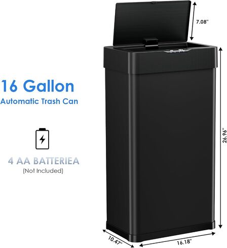 AthLike Sensor Trash Can, Touchless Motion Sensor Trash Bin, Smart Automatic Garbage Can with Soft-Close Lid, Bag Retainer Ring and Display Light,for Kitchen,Living Room Office (White, 18.5 Gal) in Saudi Arabia