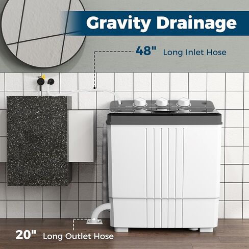 COSTWAY Portable Washing Machine, Twin Tub 20Lbs Capacity, Washer(12Lbs) and Spinner(8Lbs), Compact Laundry Machines Durable Design Energy Saving, Rotary Controller Drain Hose in Saudi Arabia