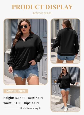 Eytino Plus Size Sweatshirt for Women Half Zip Pullover Fleece Quarter Zipper Pullover Hoodies Tops(1X-5X) in Saudi Arabia