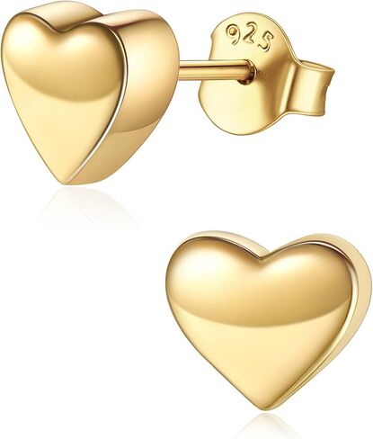 أقراط CHICSILVER HEART للنساء 925 Sterling Silver Heart Strains للنساء أقراط مسمار صغيرة الحجم 5 ملم/10 ملم in Saudi Arabia