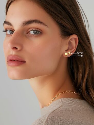 أقراط CHICSILVER HEART للنساء 925 Sterling Silver Heart Strains للنساء أقراط مسمار صغيرة الحجم 5 ملم/10 ملم in Saudi Arabia