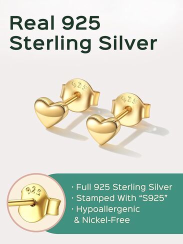 أقراط CHICSILVER HEART للنساء 925 Sterling Silver Heart Strains للنساء أقراط مسمار صغيرة الحجم 5 ملم/10 ملم in Saudi Arabia