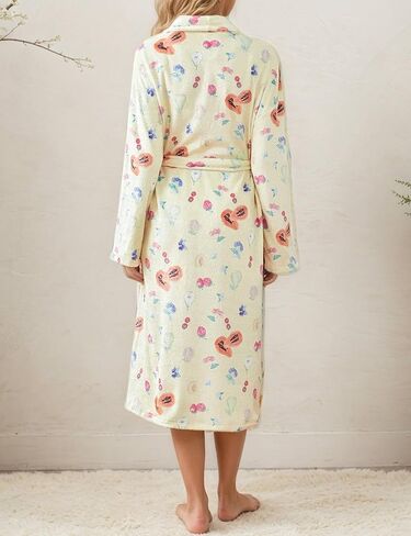 نساء صيف فاكهة الفاكهة طباعة ثوب خلع الملابس لينة رداء رداء رداء حمام لطيف الوزن رداء دافئ مع حزام in Kuwait