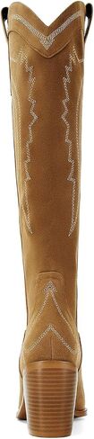 Cowboy Boots for Women Western Knee High Wide Calf Cowgirl Boots with Chunky Heel Snip Toe Embroidery for Country Concert in Saudi Arabia