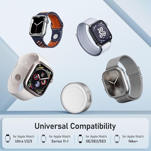 Elebase Apple Watch Charger,Magnetic Char-ger Adapter for Apple Watch,Portable Wireless iWatch Charger with USB C & iPhone Power Port,Compatible with iWatch Series 10 9 8 7 6,Ultra 2,SE,42/46/44mm in Kuwait
