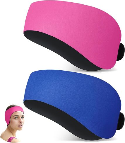 2 Pairs Swimming Headbands Adjustable Water Headbands for Adults Waterproof Safety Earplugs Swimming Earband Protectors for Pool, Surfing, Diving and Water Sports in Saudi Arabia