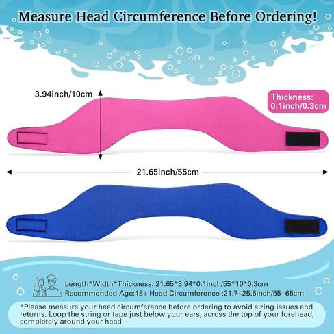 2 Pairs Swimming Headbands Adjustable Water Headbands for Adults Waterproof Safety Earplugs Swimming Earband Protectors for Pool, Surfing, Diving and Water Sports in Saudi Arabia