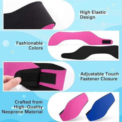 2 Pairs Swimming Headbands Adjustable Water Headbands for Adults Waterproof Safety Earplugs Swimming Earband Protectors for Pool, Surfing, Diving and Water Sports in Saudi Arabia