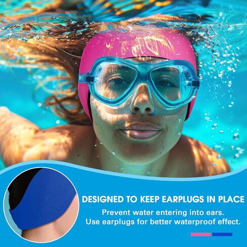2 Pairs Swimming Headbands Adjustable Water Headbands for Adults Waterproof Safety Earplugs Swimming Earband Protectors for Pool, Surfing, Diving and Water Sports in Saudi Arabia