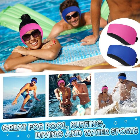 2 Pairs Swimming Headbands Adjustable Water Headbands for Adults Waterproof Safety Earplugs Swimming Earband Protectors for Pool, Surfing, Diving and Water Sports in Saudi Arabia
