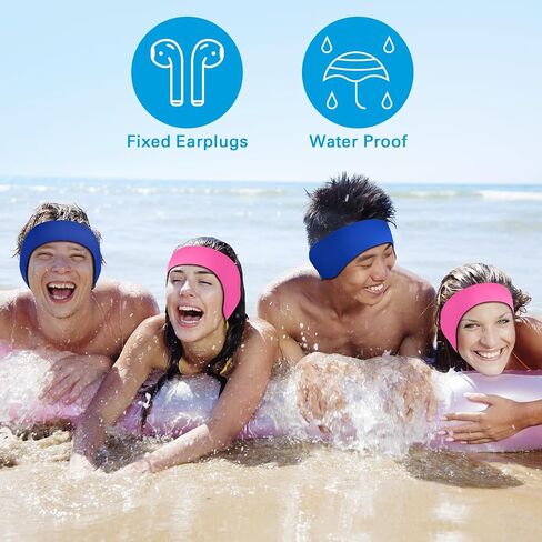 2 Pairs Swimming Headbands Adjustable Water Headbands for Adults Waterproof Safety Earplugs Swimming Earband Protectors for Pool, Surfing, Diving and Water Sports in Saudi Arabia