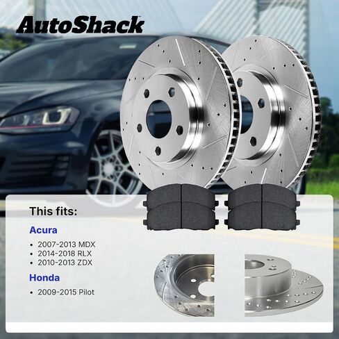 AutoShack Coated Brake Rotors Front Brake Rotor Replacement Kit with Performance Ceramic Brake Pads for 2009-2015 Honda Pilot 2007-2013 Acura MDX 2010-2013 ZDX 2014-2020 RLX AWD ArmorStop BRK010333380 in Saudi Arabia