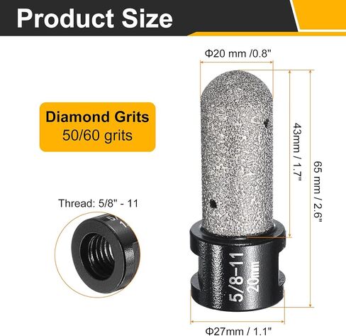 HARFINGTON 2pcs Diamond Finger Shaped Milling Bit 15mm 2 Holes with 5/8"-11 Thread for Enlarging Shaping Milling Existing Holes on Marble Countertop, Black in Saudi Arabia
