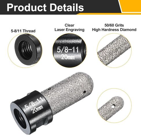 HARFINGTON 2pcs Diamond Finger Shaped Milling Bit 15mm 2 Holes with 5/8"-11 Thread for Enlarging Shaping Milling Existing Holes on Marble Countertop, Black in Saudi Arabia
