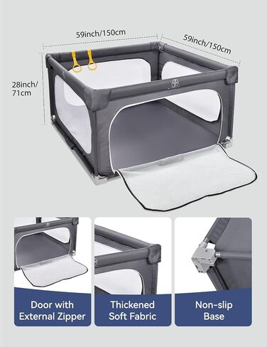 Playpen Playpen القابلة للطي ، 59 "× 59" ألعب أقلام للأطفال والأطفال الصغار ، وسياج أمان الأطفال الداخليين والخارجيين مع بوابة ، ساحة تشغيل سهلة مع شبكة مرئية 360 درجة وحقيبة تحمل ، والأزرق. in Saudi Arabia