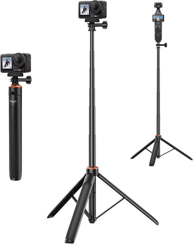 53.5 "Osmo Action 5 Pro Selfie Stick Tripod for DJI Action 4/3 ، OSMO 360 - قابلة للتمديد سفر مدونة مدونة DJI Osmo Action 5 Pro/4/3 ، DJI Osmo 360 ، DJI Osmo Pocket 3 - Osmo Action Accessories in Kuwait