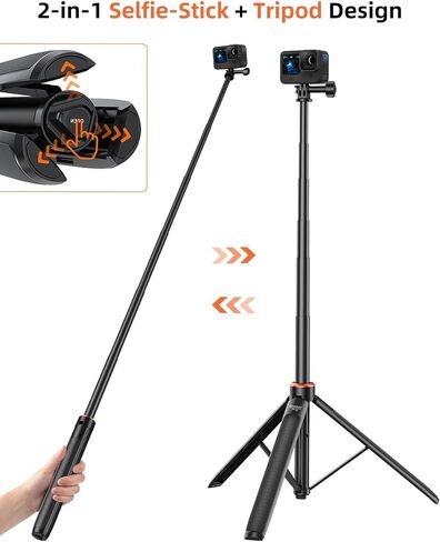 53.5 "Osmo Action 5 Pro Selfie Stick Tripod for DJI Action 4/3 ، OSMO 360 - قابلة للتمديد سفر مدونة مدونة DJI Osmo Action 5 Pro/4/3 ، DJI Osmo 360 ، DJI Osmo Pocket 3 - Osmo Action Accessories in Kuwait
