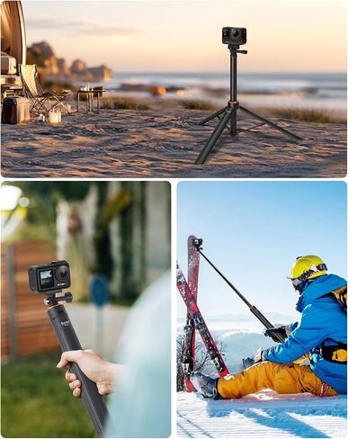 53.5 "Osmo Action 5 Pro Selfie Stick Tripod for DJI Action 4/3 ، OSMO 360 - قابلة للتمديد سفر مدونة مدونة DJI Osmo Action 5 Pro/4/3 ، DJI Osmo 360 ، DJI Osmo Pocket 3 - Osmo Action Accessories in Kuwait