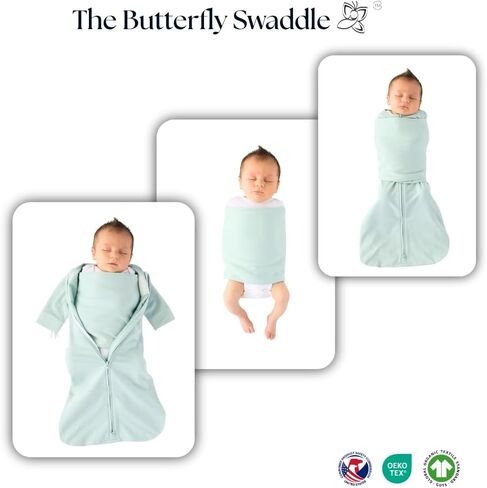 Organic Cotton Blend, All-in-One Butterfly Wing Sleep Sack Transitional Training System for Newborn Infant Baby with Wash Bag, Preemie (4-7 lbs), Blue in Saudi Arabia
