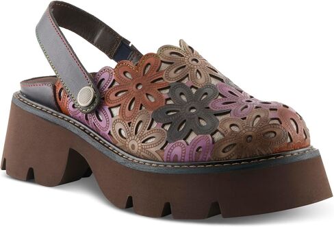 L’Artiste Shot Putput Leather Slingback Clog - منصة قطع الأزهار مع نعل مكتنزة ومفتوحة الظهر in Saudi Arabia
