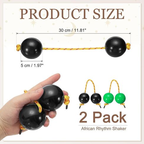 Rhythm African Shaker Kashaka Shaker Ball Kashaka Hand Percussion Instruments with Yellow Rope, Fit for Adults Wedding Party Musical Class Show (2 Pack, Black/Red) in Saudi Arabia